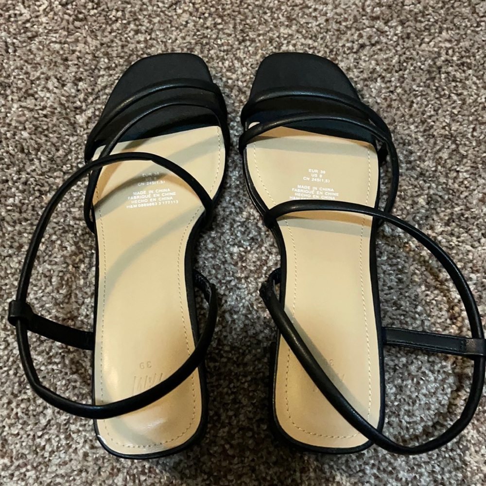 H&M Strappy Black Mules Sandals